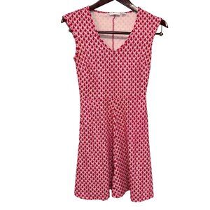 New York & Company Pink & White Cotton Sleeveless Dress XS